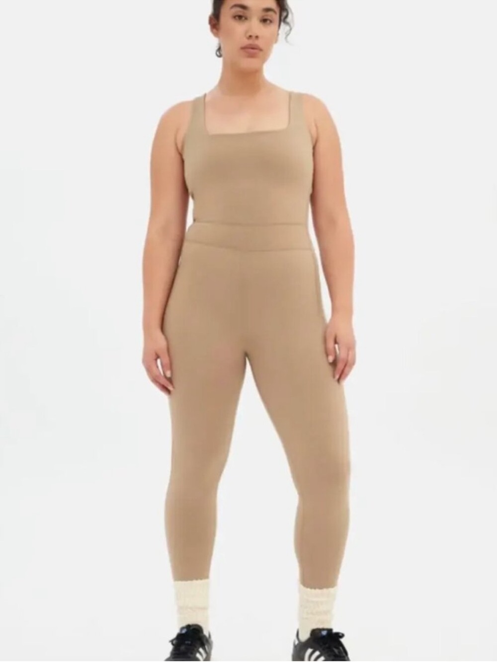 Girlfriend Collective luxe paneled unitard XXL Beige Brown NWT